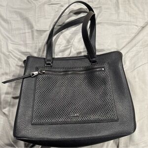 DKNY Black Leather Tote Bag